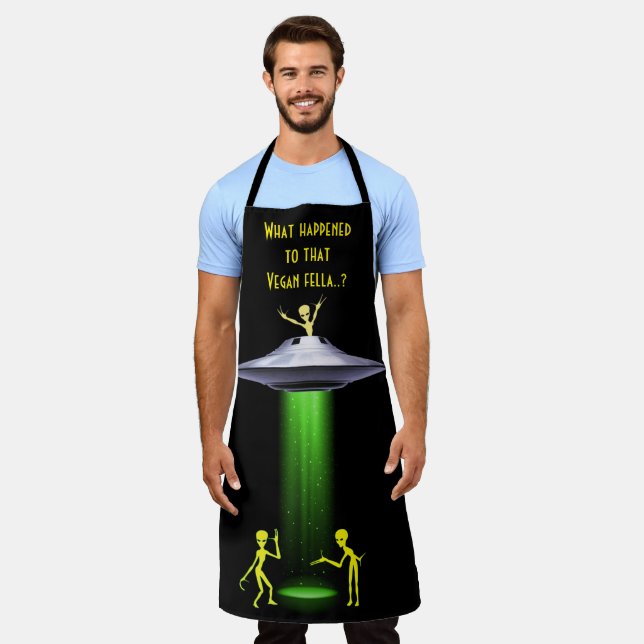 Funny Alien 🛸 Vegan Humour BBQ  Apron (Worn)