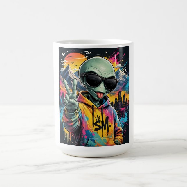 Funny Alien Vibes Coffee Mug (Center)