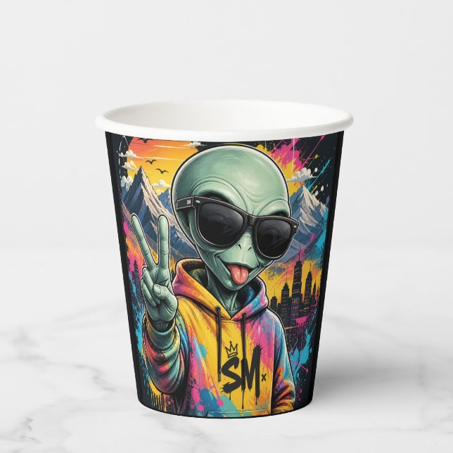 Funny Alien Vibes Paper Cups (Front)