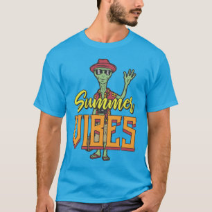 Funny Alien Waving Summer Vibes Men's T-Shirt