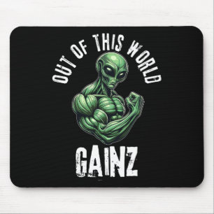 Funny Alien Weightlifting Workout Gym Training Mouse Pad