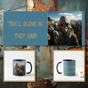 Funny alien with editable text mug