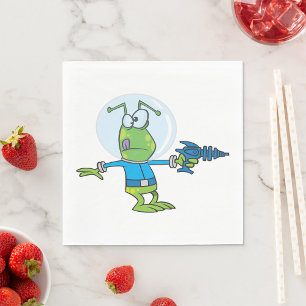 Funny Alien with Ray Gun Sci-Fi Space Invader  Napkin