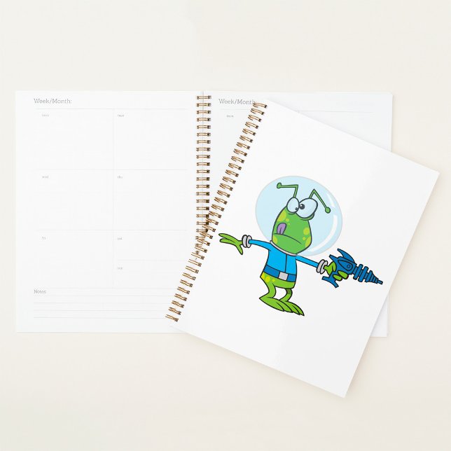 Funny Alien with Ray Gun Sci-Fi Space Invader  Planner (Creator Uploaded)