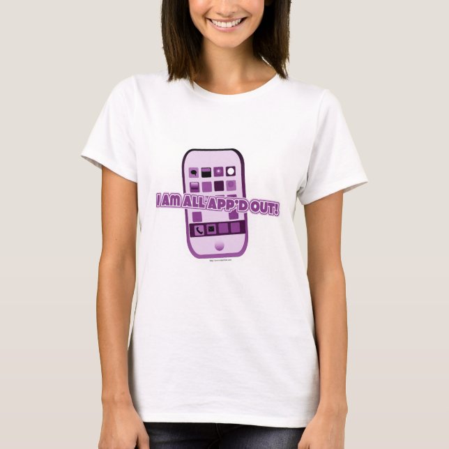 Funny All Apped Out Cute Cellphone Cartoon T-Shirt (Front)