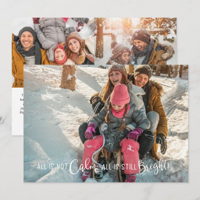 Funny All is Not Calm Holiday Photo Card White (Front/Back)