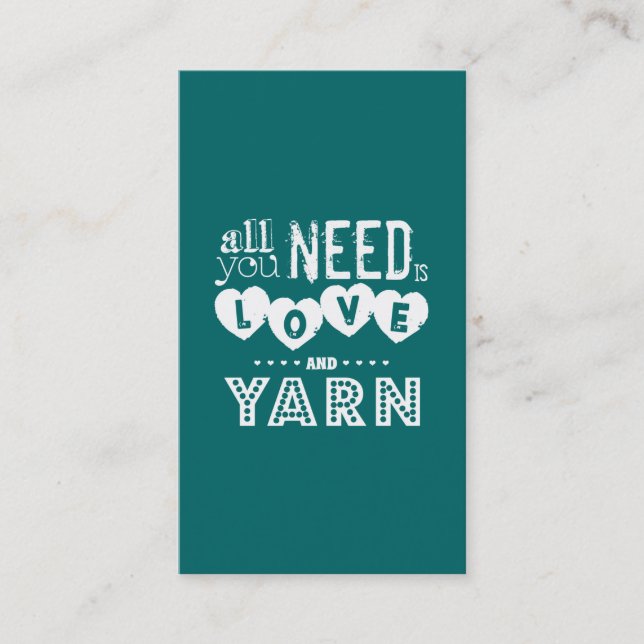 Funny All You Need is Love and Yarn Business Card (Front)