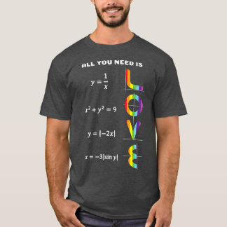 Funny All You Need is Love Pride Math T-Shirt