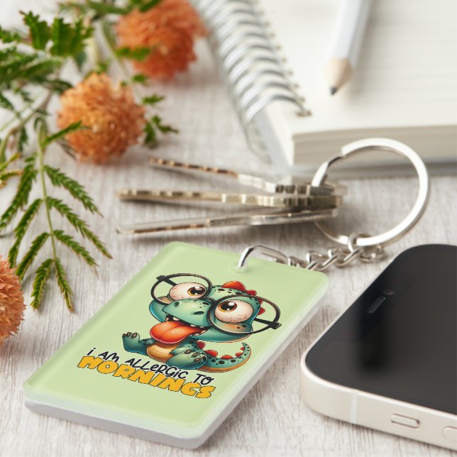 Funny allergic mornings dragon key ring (Front Right)