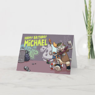Funny Alley Cats Add The Name Graffiti Birthday Card