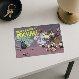 Funny Alley Cats Add The Name Graffiti Birthday Postcard