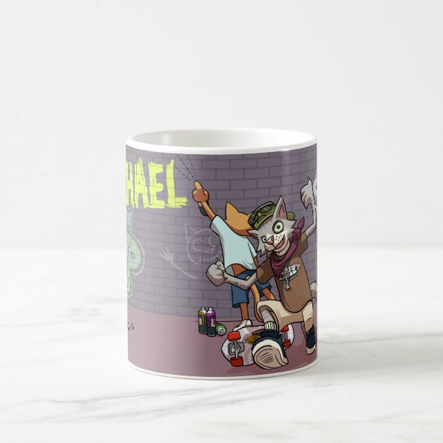 Funny Alley Cats Add The Name Skateboard Graffiti Coffee Mug (Center)