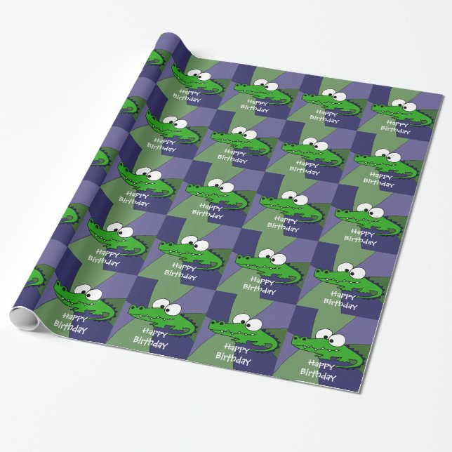 Funny Alligator Art Wrapping Paper (Unrolled)