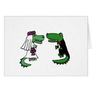 Funny Alligator Bride and Groom Cartoon