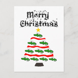 Funny Alligator Christmas Tree Cartoon Postcard