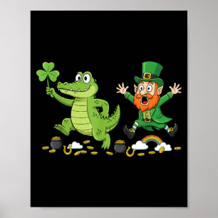 Funny Alligator Clover St Patricks Day Womens Mens Poster