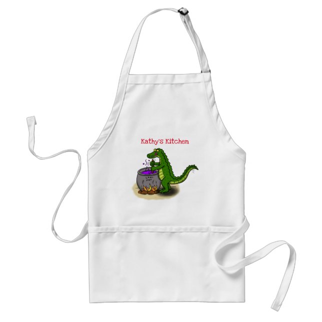 Funny alligator cooking cartoon apron (Front)