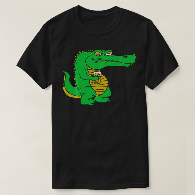 Funny Alligator Drinking  Cool Crocodile Drinker B T-Shirt (Design Front)