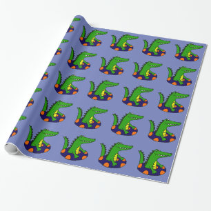 Funny Alligator in Inner Tube Wrapping Paper