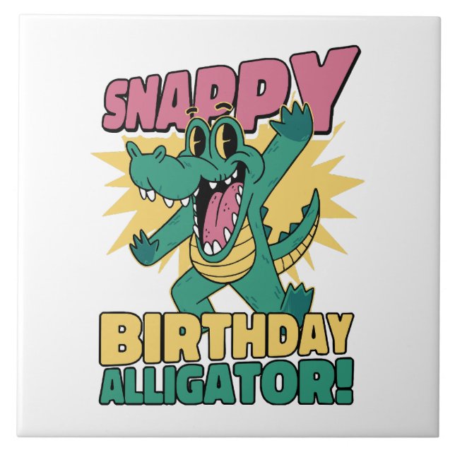 Funny Alligator Lover and Birthday Crocodile Gator Ceramic Tile (Front)
