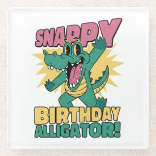 Funny Alligator Lover and Birthday Crocodile Gator Glass Coaster
