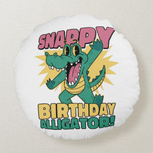 Funny Alligator Lover and Birthday Crocodile Gator Round Cushion