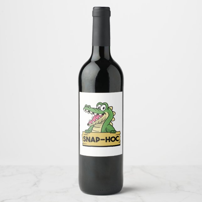 Funny Alligator Lover and Zookeeper Crocodile Wine Label (Front)
