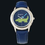 Funny Alligator Personalised Watch<br><div class="desc">This fun watch features a sweet vector illustration of a cute alligator,  and can be personalised with your child's name,  monogram,  initial,  or any text of your choice for a perfect custom gift.</div>