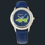 Funny Alligator Personalised Watch<br><div class="desc">This fun watch features a sweet vector illustration of a cute alligator,  and can be personalised with your child's name,  monogram,  initial,  or any text of your choice for a perfect custom gift.</div>