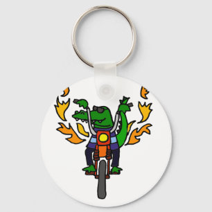 Funny Alligator Riding Motorcycle Key Ring