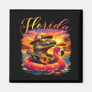Funny Alligator Summer Sunset Beach Vibes Florida Magnet