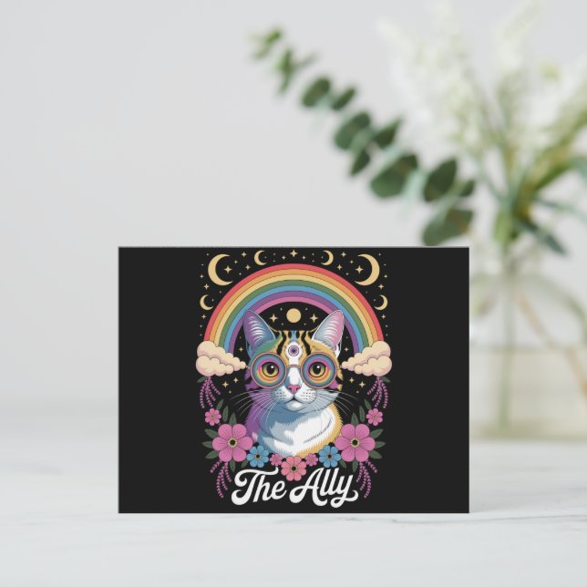 Funny Ally Ca Pride Sunglasses Gay Pride LGBTQ  Postcard (Standing Front)