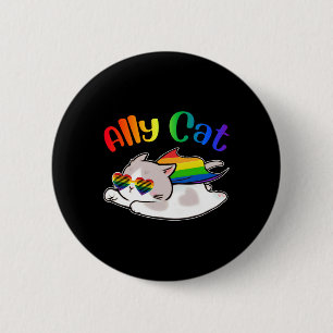 Funny Ally Cat Purride Lgbtq Gay Pride Month Women 6 Cm Round Badge