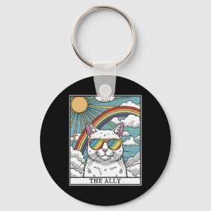 Funny Ally Cat Sunglasses Lgbtq Gay Lesbian Biual Key Ring