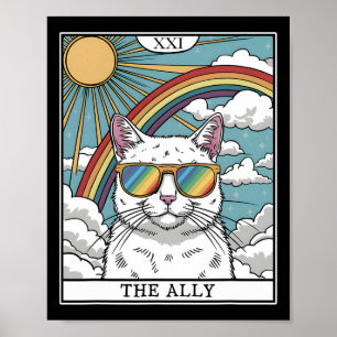 Funny Ally Cat Sunglasses Lgbtq Gay Lesbian Biual  Poster