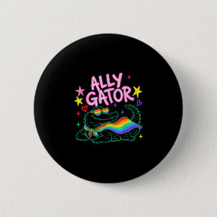 Funny ally gator pride month rainbow flag gay lgbt 6 cm round badge