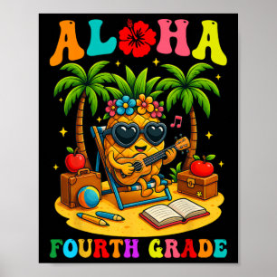 Funny Aloha 4th Grade Student First Day Of School Poster