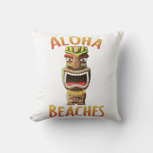 Funny Aloha Beaches Hawaiian Tiki Cushion