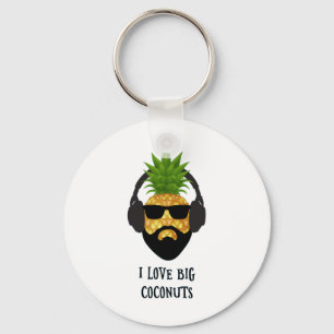 Funny Aloha Beaches Pineapple Wearing Sungles Cool Key Ring