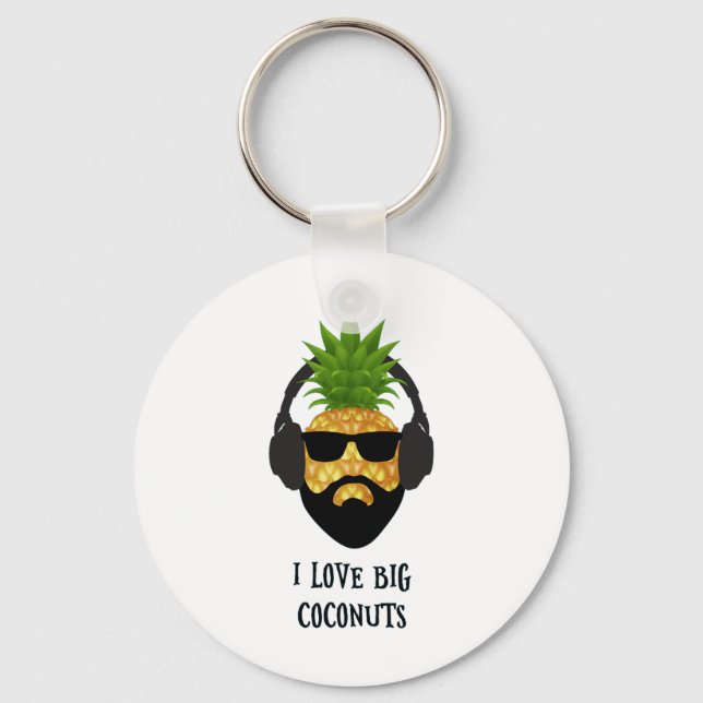 Funny Aloha Beaches Pineapple Wearing Sungles Cool Key Ring (Front)