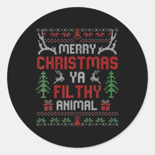 Funny Alone At Home Movies Merry Christmas You Fil Classic Round Sticker