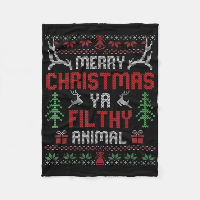 Funny Alone At Home Movies Merry Christmas You Fil Fleece Blanket (Front)