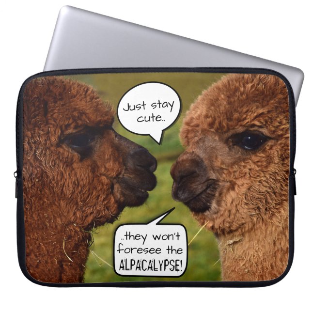 Funny Alpaca Alpacalypse Scheming Laptop Sleeve (Front)