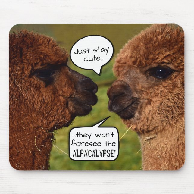 Funny Alpaca Alpacalypse Scheming Mouse Pad (Front)