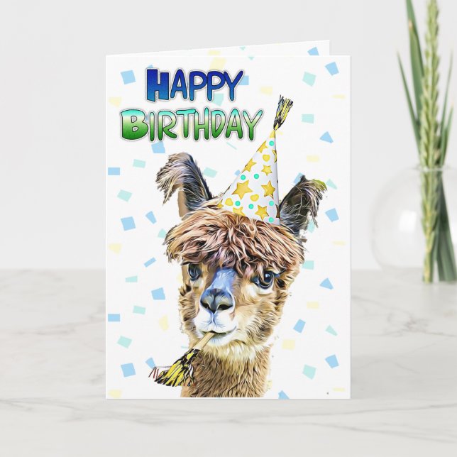 Funny Alpaca Llama Humour Birthday Card (Front)