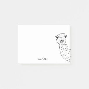 Funny Alpaca llama Illustration Custom Name Post-it Notes