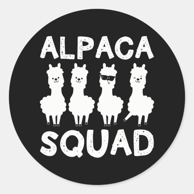 Funny Alpaca Lover Alpaca Squad Classic Round Sticker (Front)