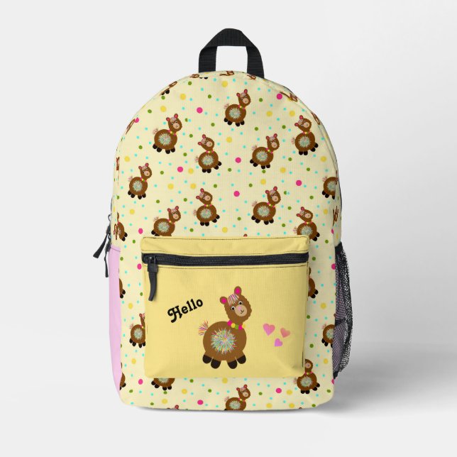 Funny alpaca printed backpack (Front)