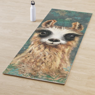 Funny Alpaca Yoga Mat with Curious Llama