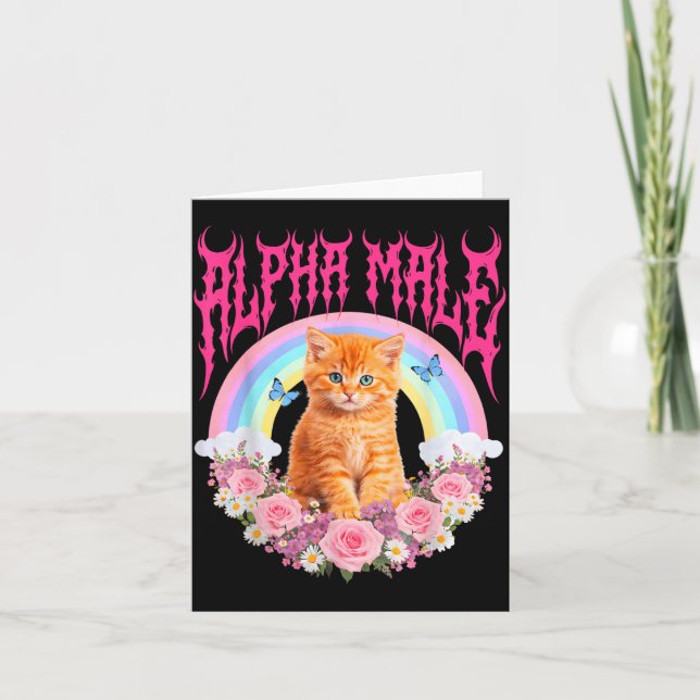 Funny Alpha Male Cute Cat Kitten Meme Women Card (Front)